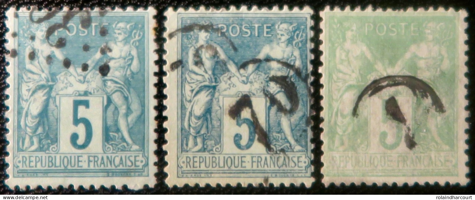 R1311/3082 - FRANCE - SAGE TYPE II N°75 + SAGE TYPE II N°102 - Cachets Du Jour De L'an - 1876-1878 Sage (Typ I)