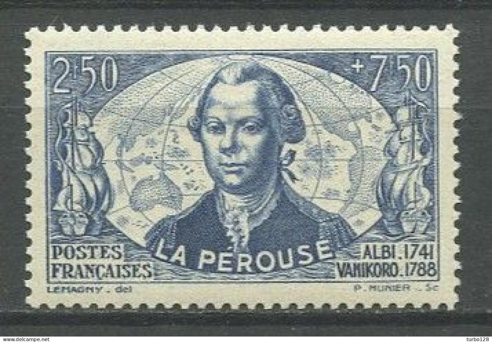 FRANCE 1942 N° 541 ** Neuf MNH Superbe C 1.80 € La Pérouse Bateaux Voiliers Sailboats Secours National Transports - Unused Stamps