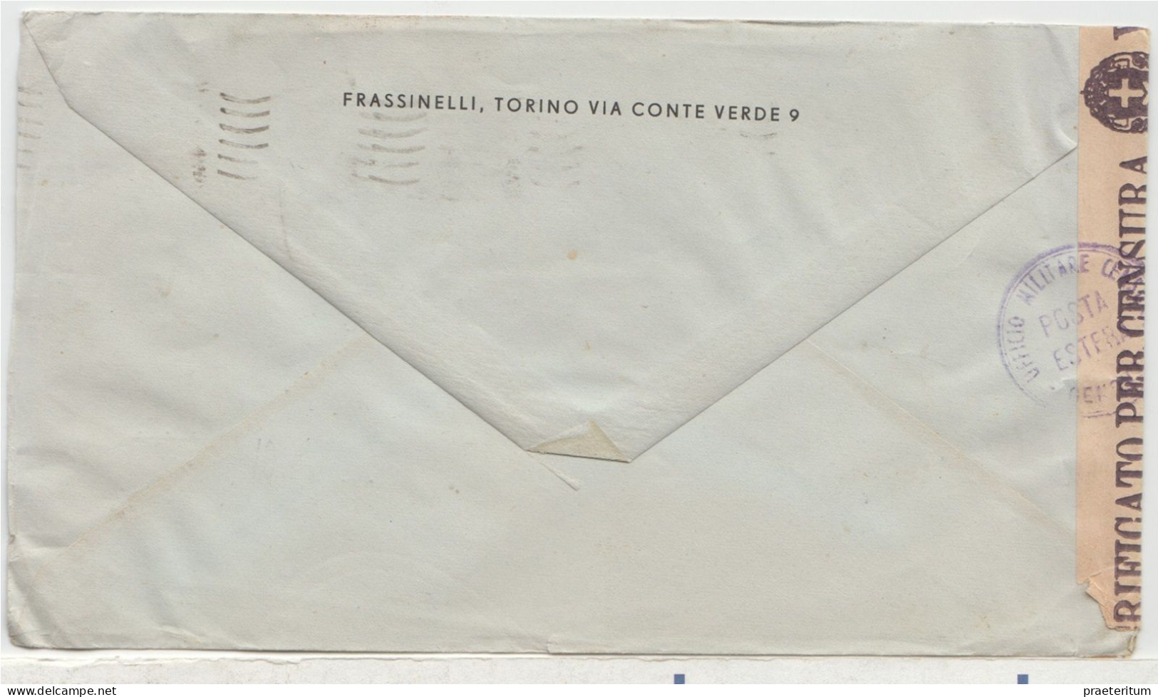 ITALIA Lettera Torino A New York - Ufficio Militare Censura - Posta Estera - 1946-60: Marcophilia