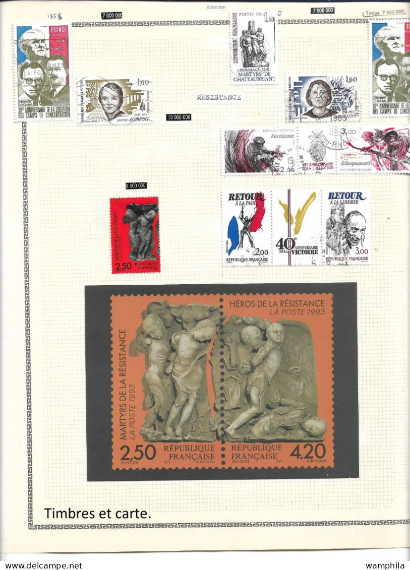 France un lot de documents et timbres relatifs à la libération.