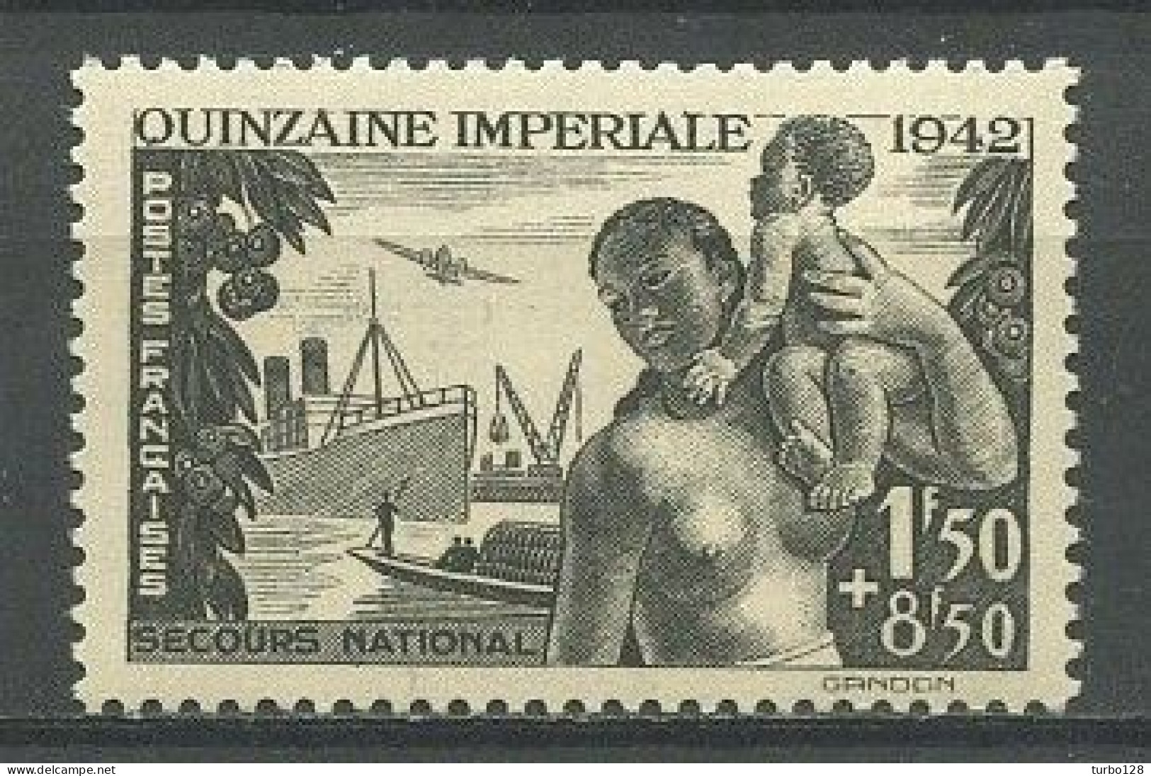 FRANCE 1942 N° 543 ** Neuf MNH Superbe C 1.30 € Avions Planes Femme Africaine Quinzaine Impériale - Unused Stamps