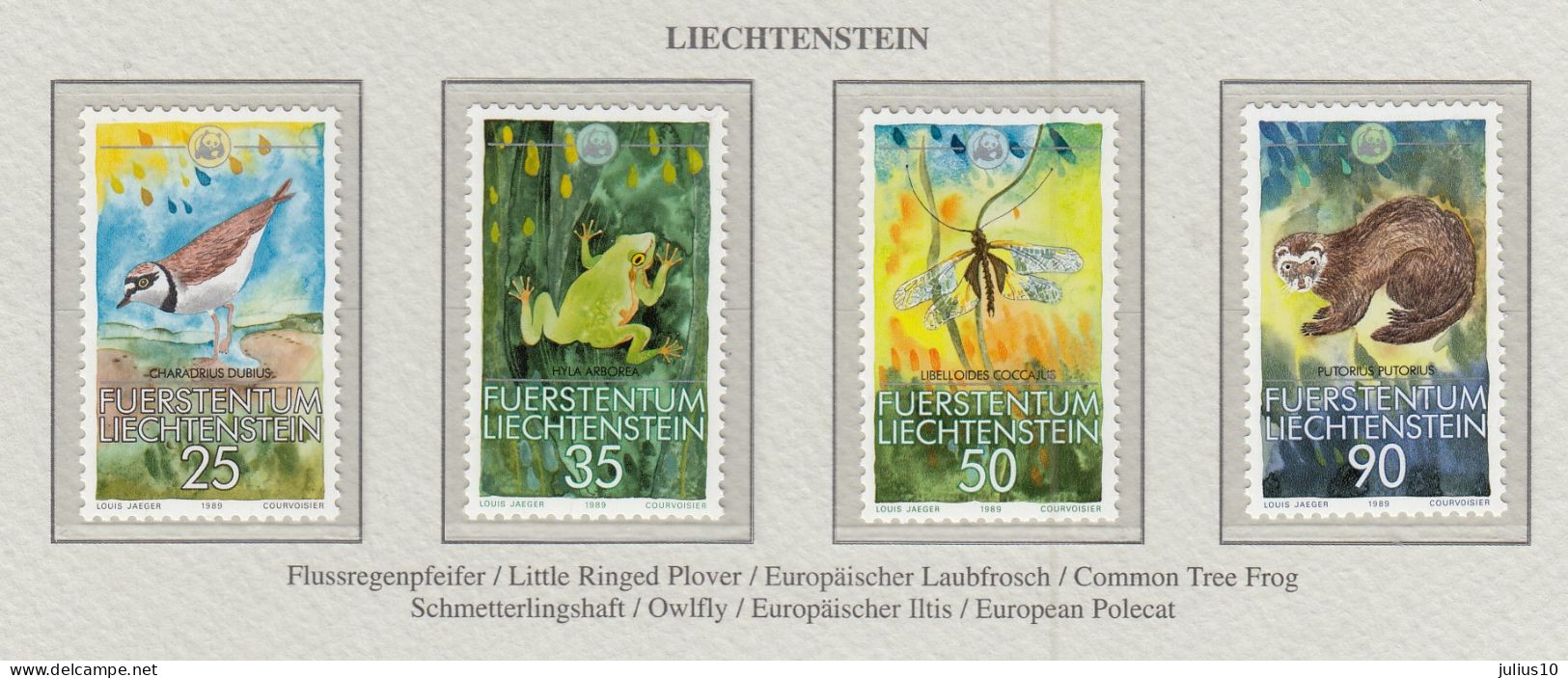 LIECHTENSTEIN 1989 WWF Birds Frogs Insects Animals Mi 967-970 MNH(**) Fauna 767 - Ongebruikt