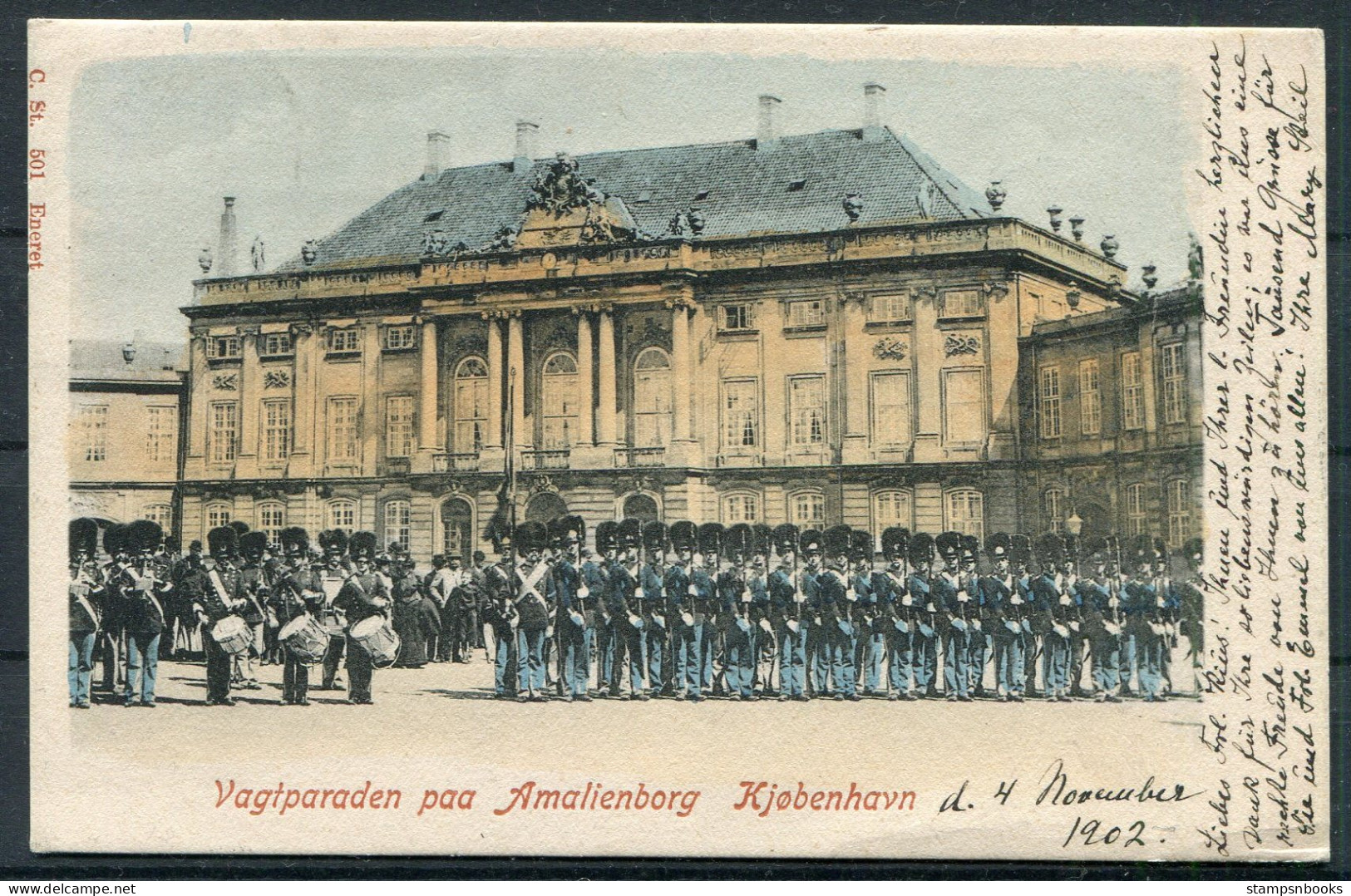 1902 DENMARK AMALIENBORG PALACE POSTCARD Copenhagen - Dresden Germany - Storia Postale