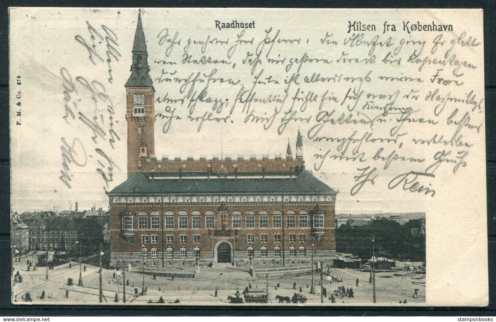 1905 Denmark Copenhagen Raadhuset Townhall Postcard - Stendal  - Cartas & Documentos