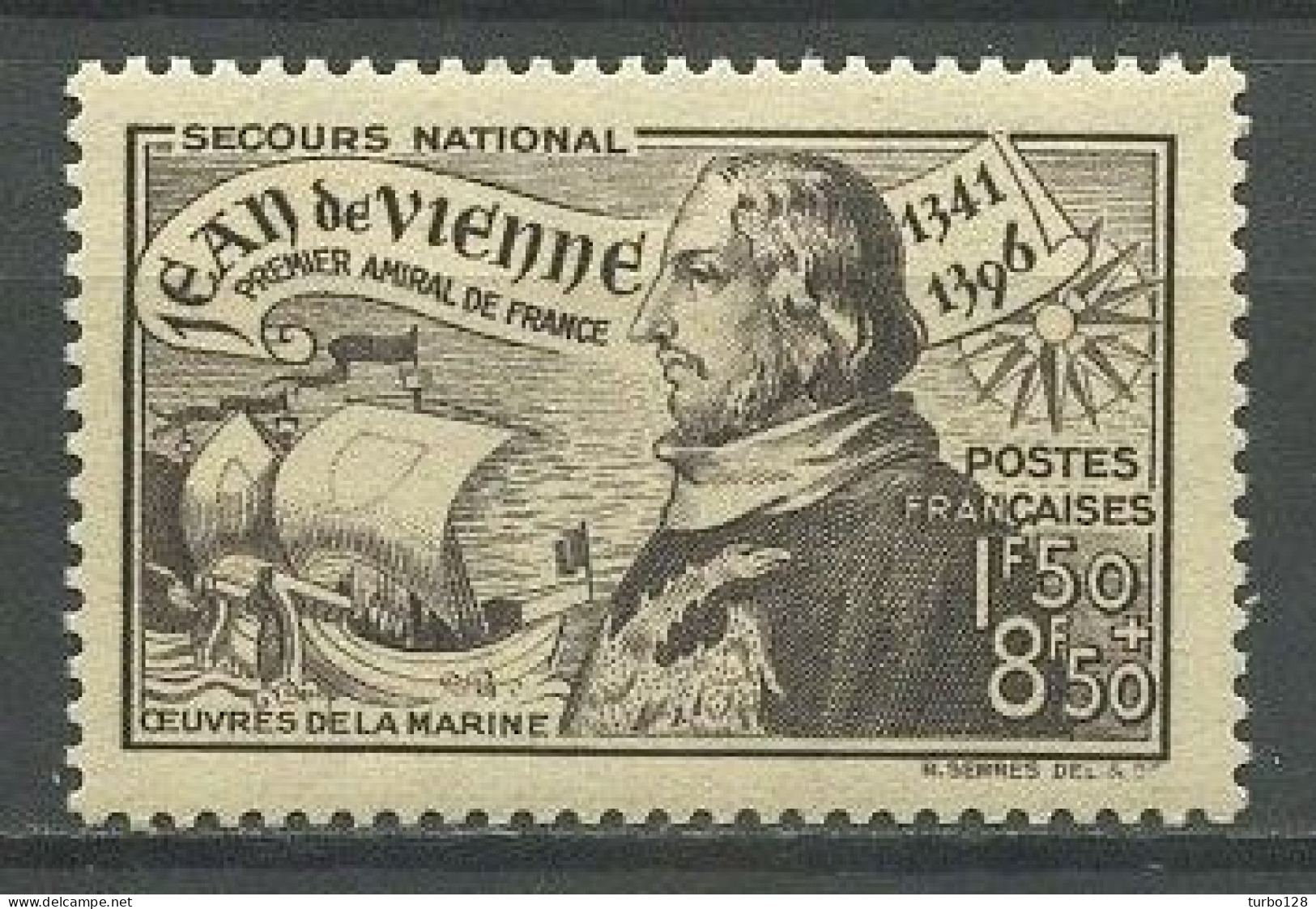 FRANCE 1942 N° 544 ** Neuf MNH Superbe C 1.40 € Jean De Vienne Amiral De France Bateaux Voiliers Sailboats Maritime - Neufs
