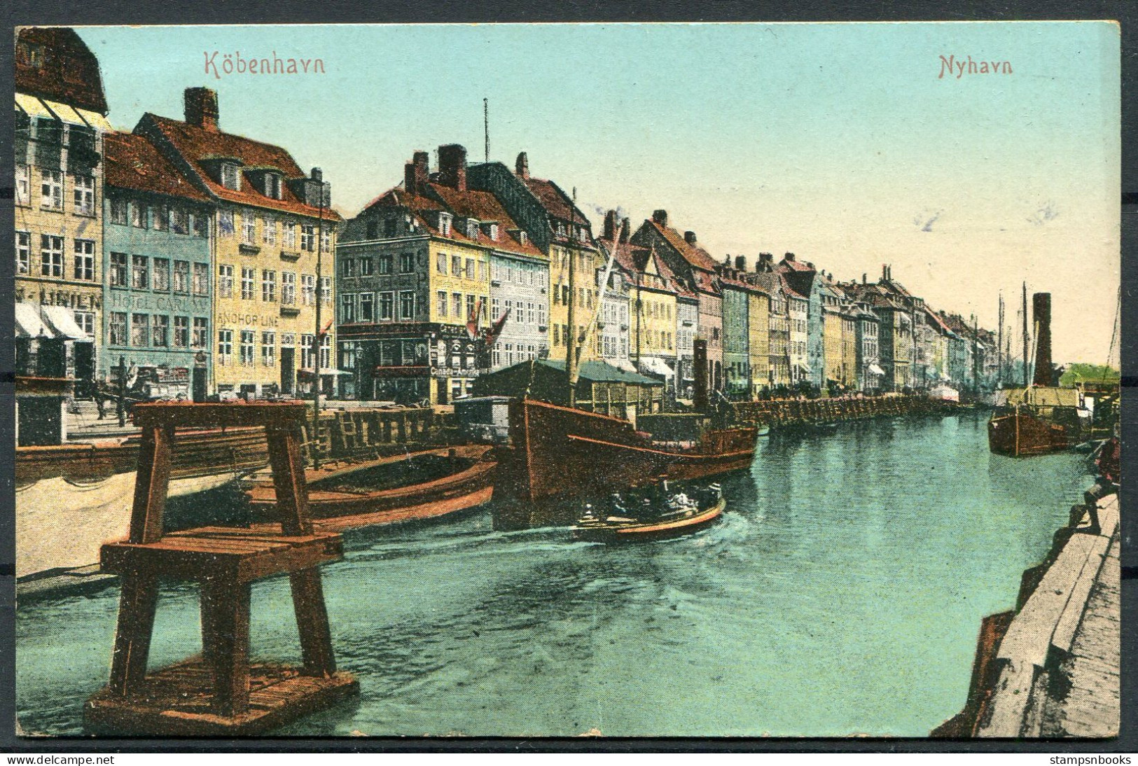 1913 Denmark Copenhagen Nyhavn Postcard "Carlton Hotel, Vesterbrogade" Cachet - Cartas & Documentos