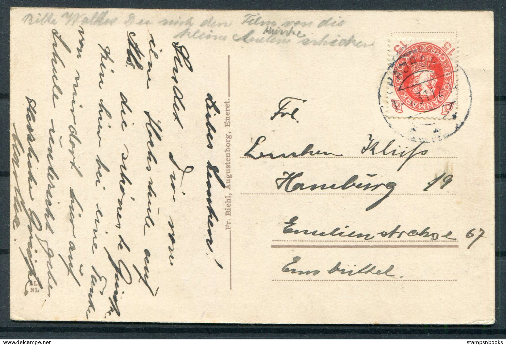 1931 Denmark Fynshav Danebod Postcard - Hamburg Germany  - Cartas & Documentos