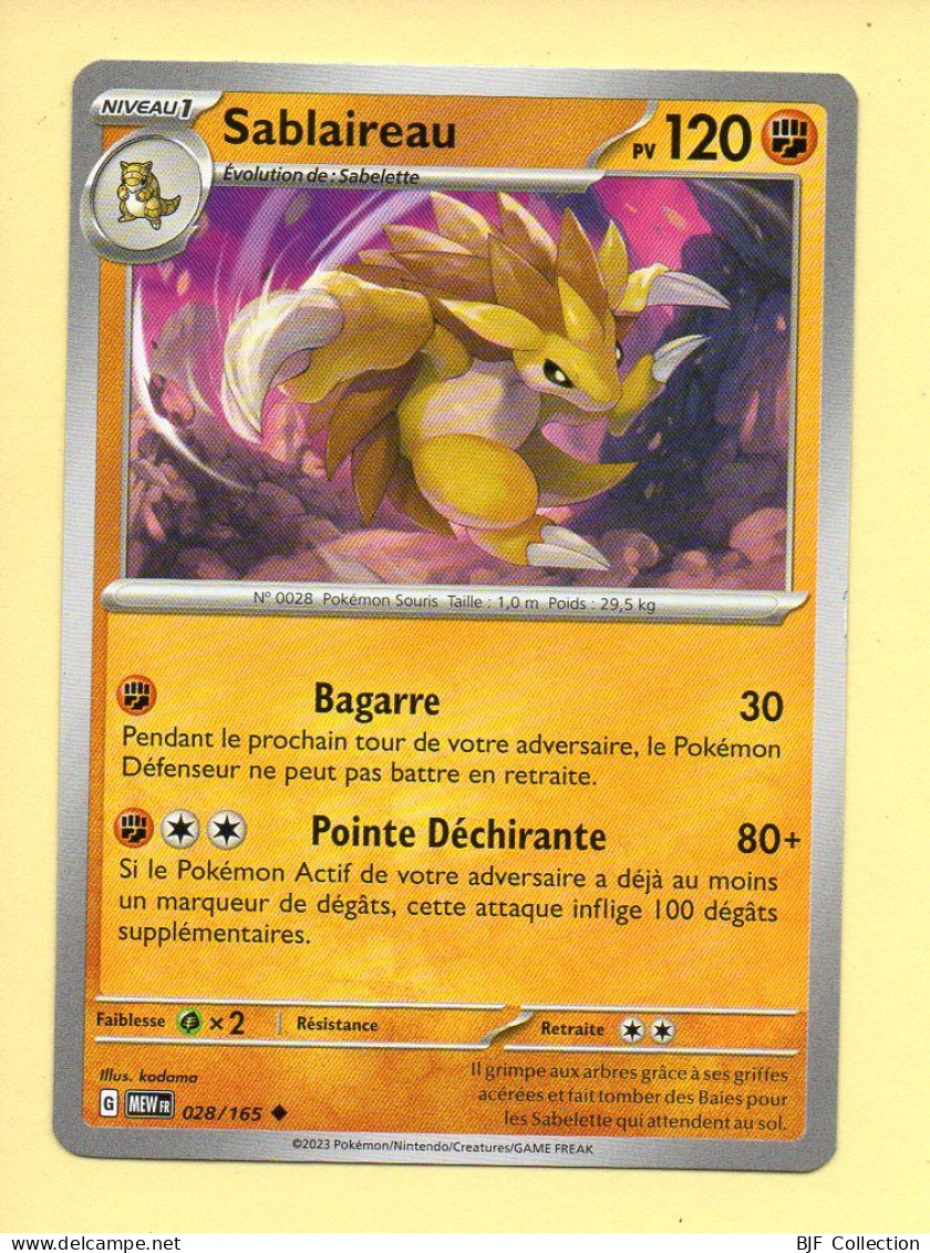 Pokémon N° 028/165 – SABLAIREAU / Ecarlate Et Violet – 151 (Peu Commune) - Ecarlate & Violet