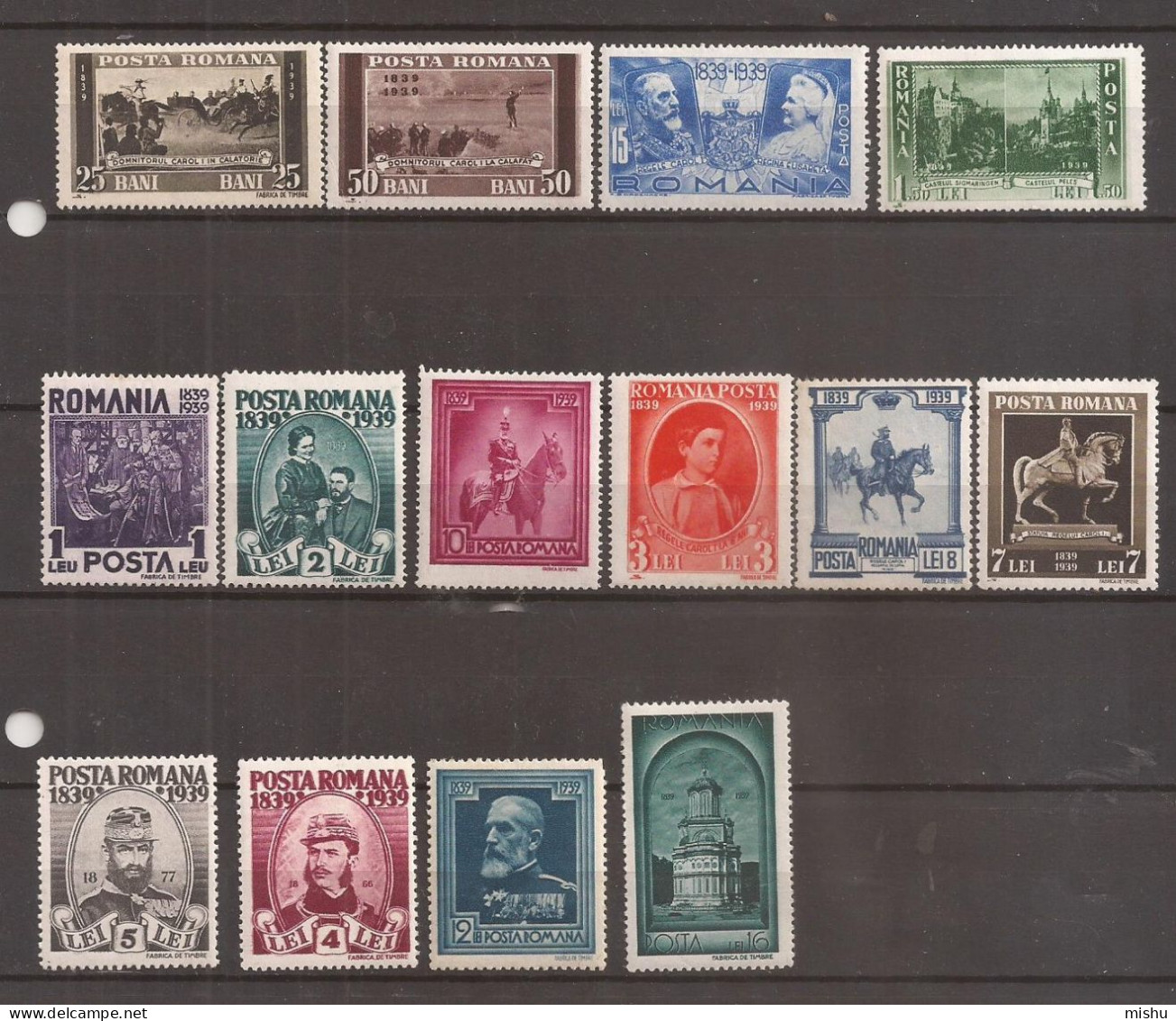 LP 128 Romania -1938 - CENTENARUL NASTERII REGELUI CAROL SERIE, Nestampilat - Altri & Non Classificati