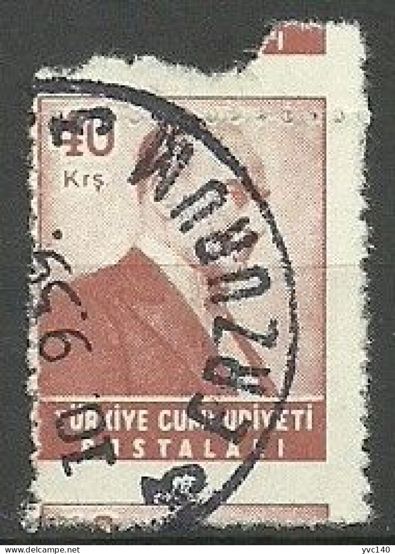 Turkey; 1955 Regular Issue Stamp 40 K. ERROR "Shifted Perf." - Gebruikt