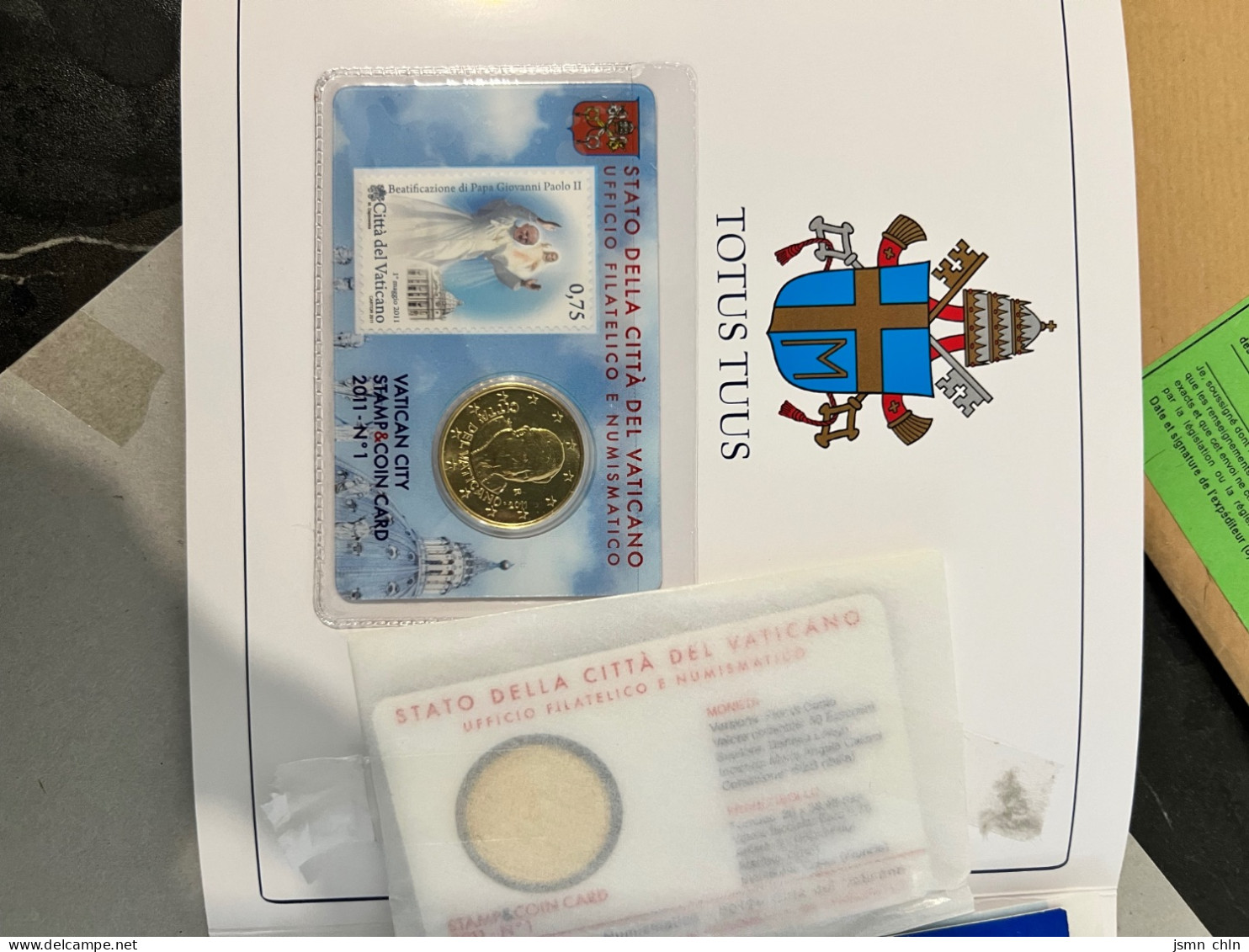 TOTUS TUUS - Vatican City STAMP&COIN CARD 2011 N•1 (PACK) - Religiöse Kunst