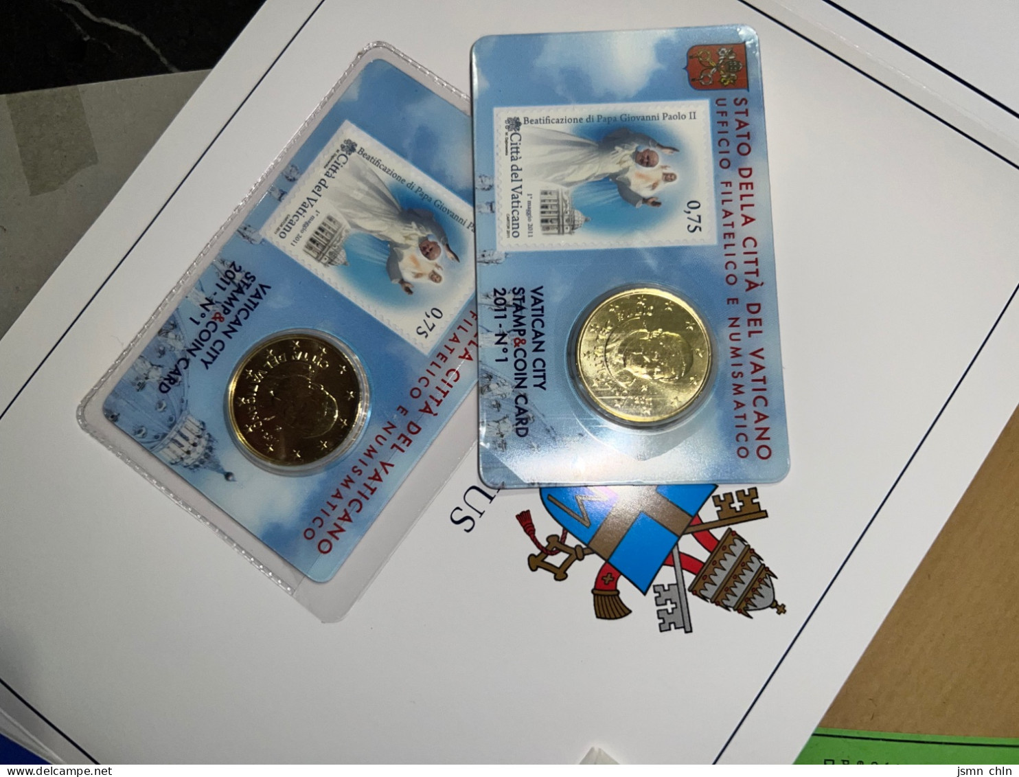 TOTUS TUUS - Vatican City STAMP&COIN CARD 2011 N•1 (PACK) - Art Religieux