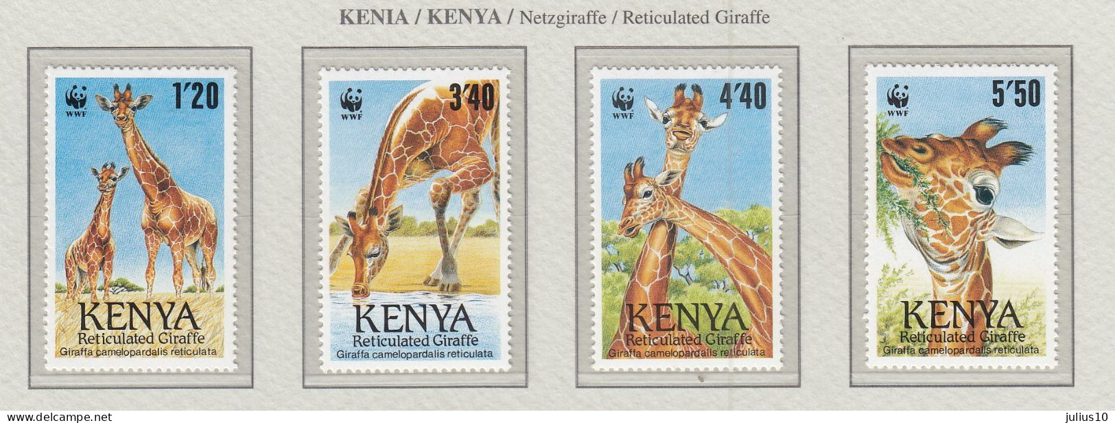 KENYA 1989 WWF Animals Giraffe Mi 481-484 MNH(**) Fauna 769 - Jirafas