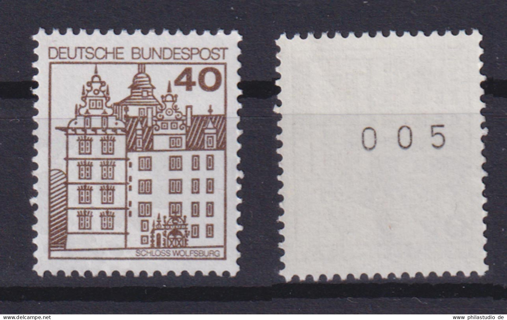 Bund 1037 RM Mit Nr. 005 Burgen+Schlösser 40 Pf Postfrisch Alte Fluoreszenz - Roulettes