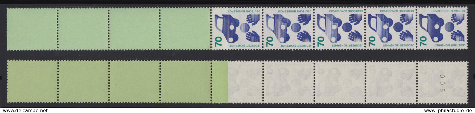 Bund 773 A RE 5+4 Grün/dextrin Schwarze Nr. Unfallverhütung 70 Pf Postfrisch - Rollenmarken