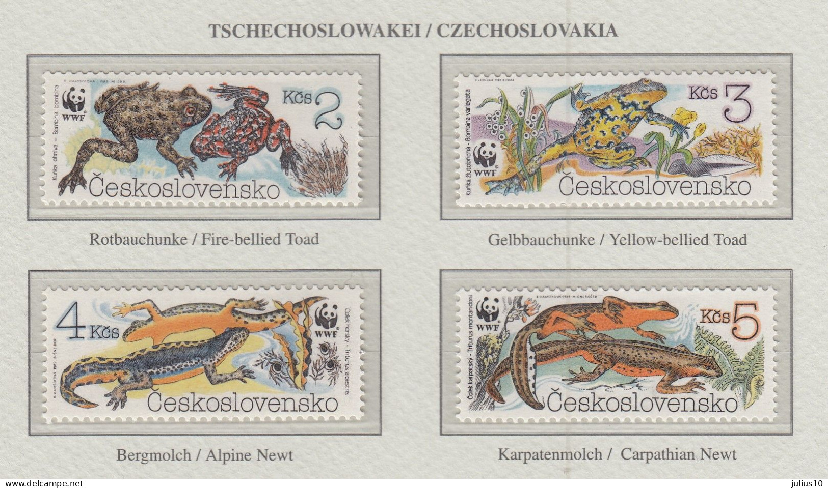 CZECHOSLOVAKIA 1989 WWF Reptiles Mi 3007-3010 MNH(**) Fauna 770 - Other & Unclassified
