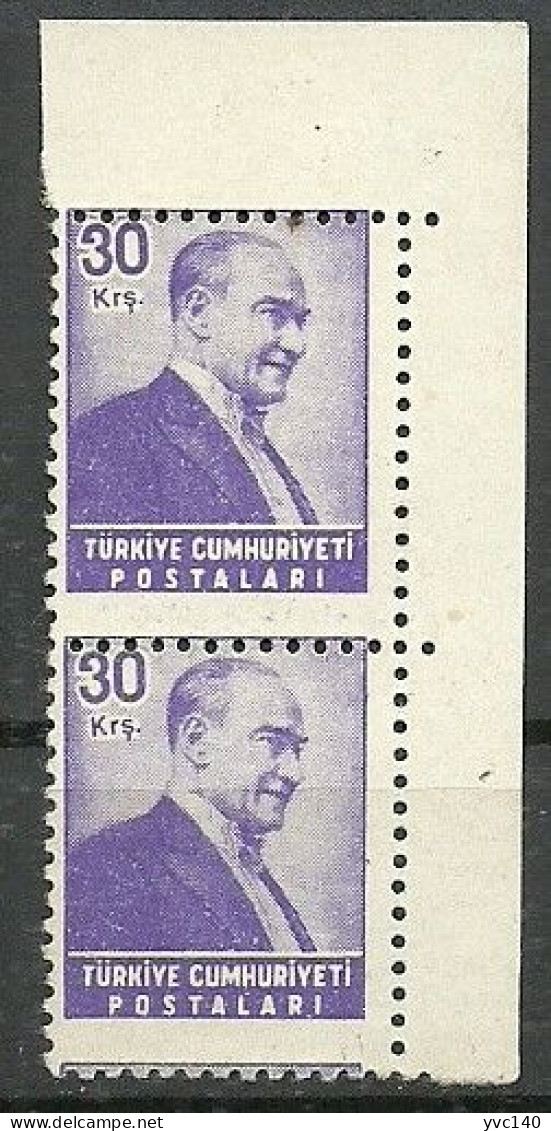 Turkey; 1955 Regular Stamp 30 K. ERROR "Shifted Perf." - Neufs