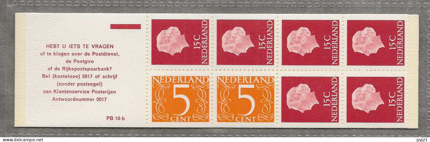 1971 MNH Nederland NVPH PB 10bF - Postzegelboekjes En Roltandingzegels