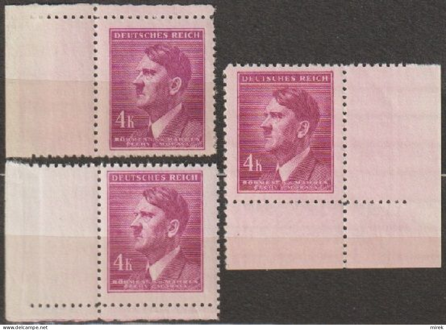 037/ Pof. 92, Red Violet; Corner Stamps - Ungebraucht