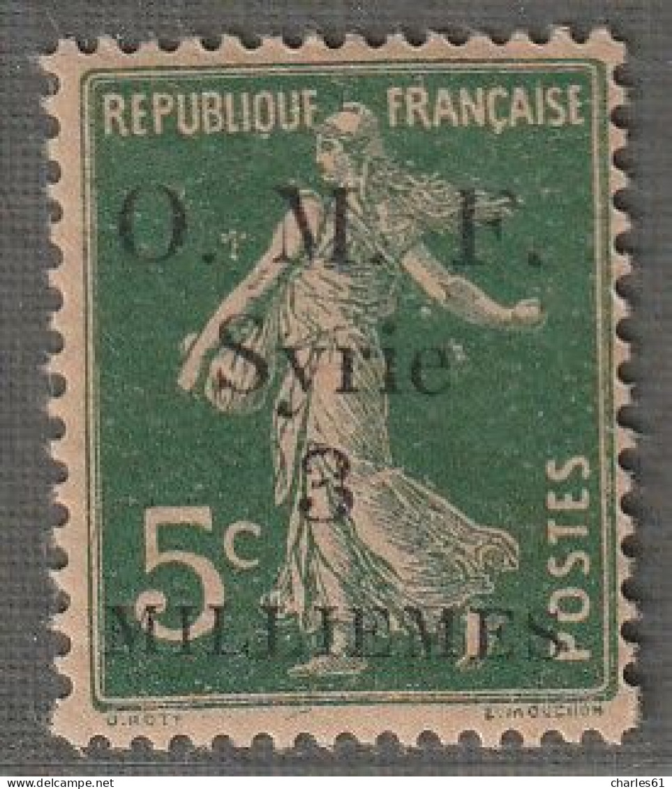SYRIE - N°23 ** (1920) 3m Sur 5c Vert - Unused Stamps