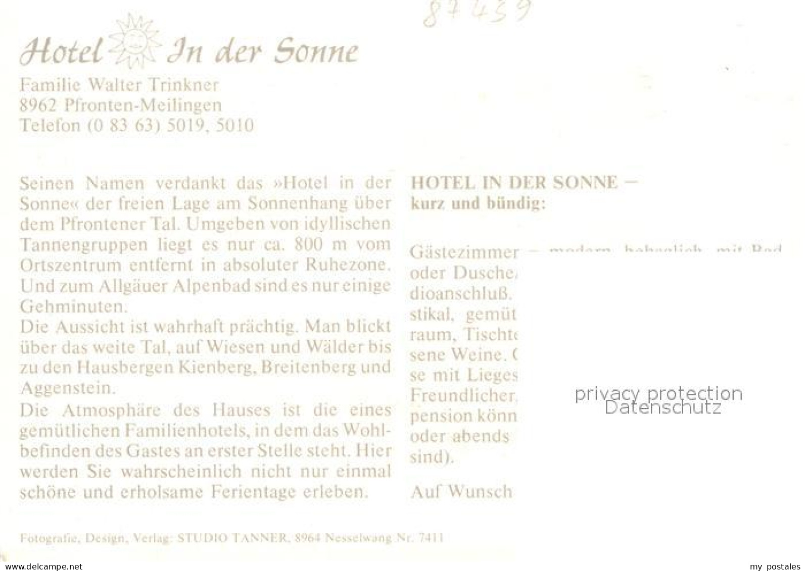 73634419 Meilingen Hotel Restaurant In Der Sonne Meilingen - Pfronten