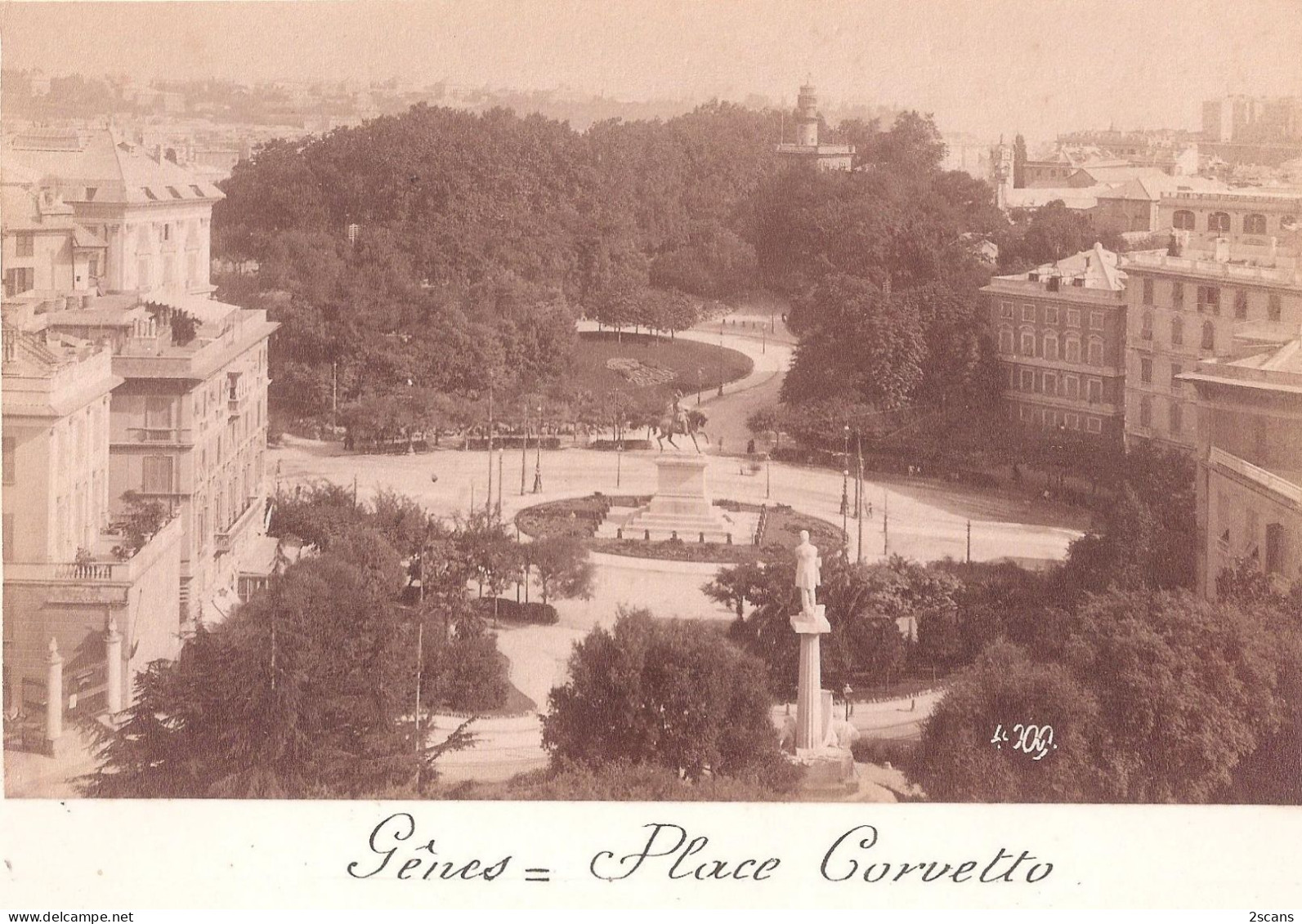 Italie - GÊNES - GENOVA - Photo 19è Siècle 9,3 X 15 Cm Collée Sur Support Cartonné 16 X 21,9 Cm - PLACE PIAZZA CORVETTO - Genova (Genua)