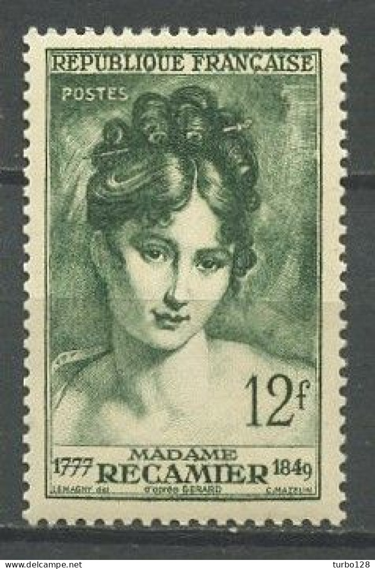 FRANCE 1950 N° 875 ** Neuf MNH Superbe  Madame Récamier Empire D' Après Gérard - Nuovi