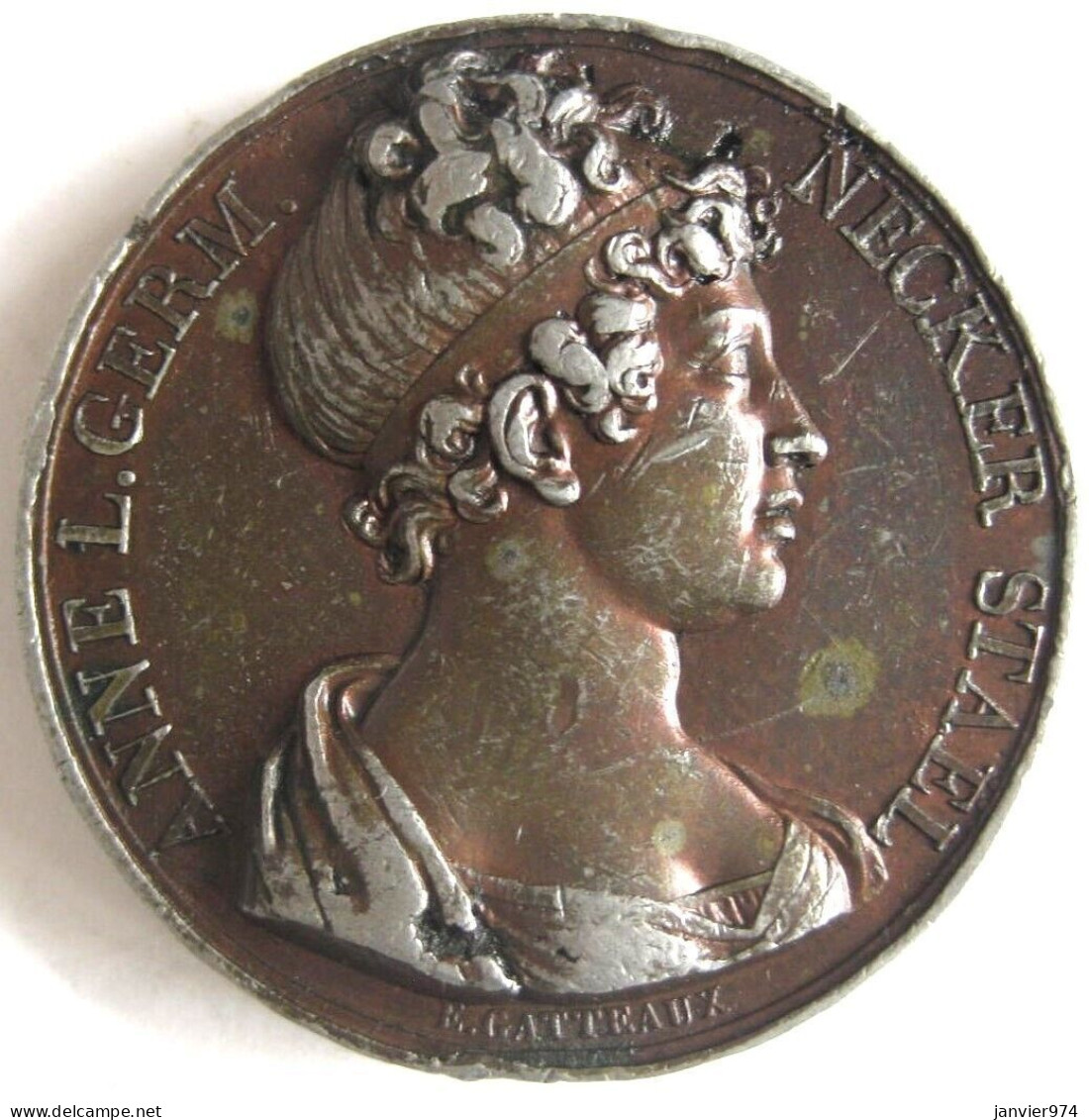 Médaille Anne Louise Germaine Necker, Baronne De Staël-Holstein 1819, Madame De Staël , Par Gatteaux - Monarquía / Nobleza