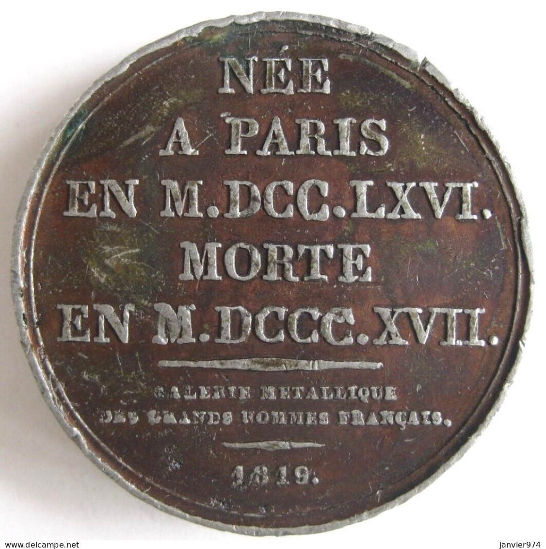 Médaille Anne Louise Germaine Necker, Baronne De Staël-Holstein 1819, Madame De Staël , Par Gatteaux - Adel