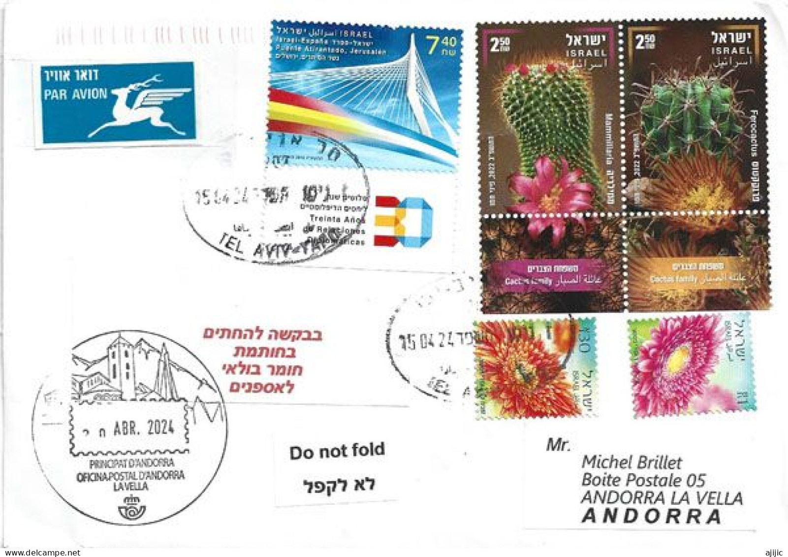 2024. Cactus Mammillaire & Férocactus , Letter To Andorra, With Arrival Illustrated Postmark - Briefe U. Dokumente