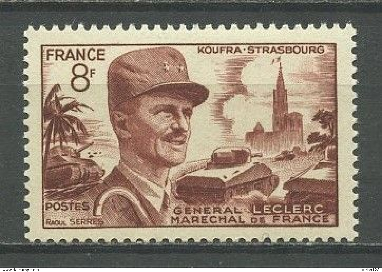 FRANCE 1953 N° 942 ** Neuf MNH Superbe C 1 € Maréchal Leclerc Cathédrale Strasbourg - Unused Stamps