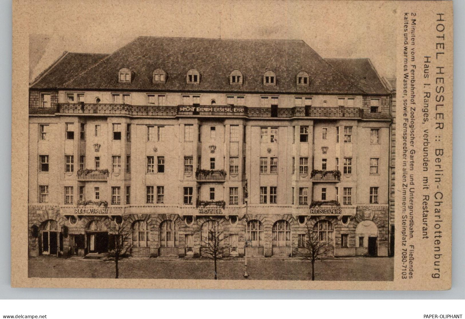 1000 BERLIN - CHARLOTTENBURG, Hotel Hessler - Charlottenburg