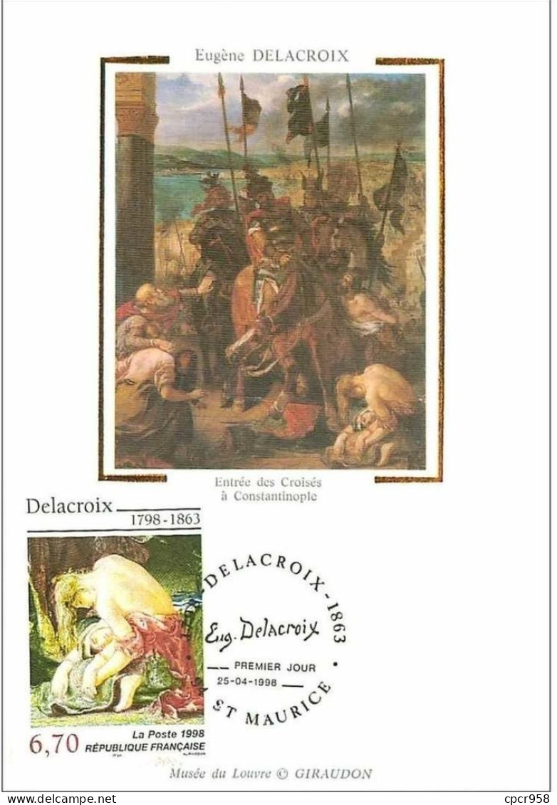 TIMBRES.n°27444.CARTE MAXIMUM.1998.EUGENE DELACROIX.ENTREE DES CROISES A CONSTANTINOPLE - 1990-1999