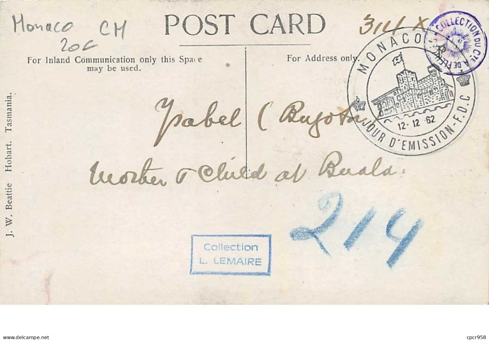 Monaco . N°51052 . Charte Des Enfants Afrique .1962 . Carte Maximum - Cartas Máxima