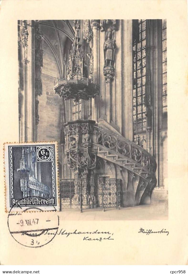 AUTRICHE.Carte Maximum.AM14145.1947.Cachet Autriche.Interieur Eglise.Sermon - Usados
