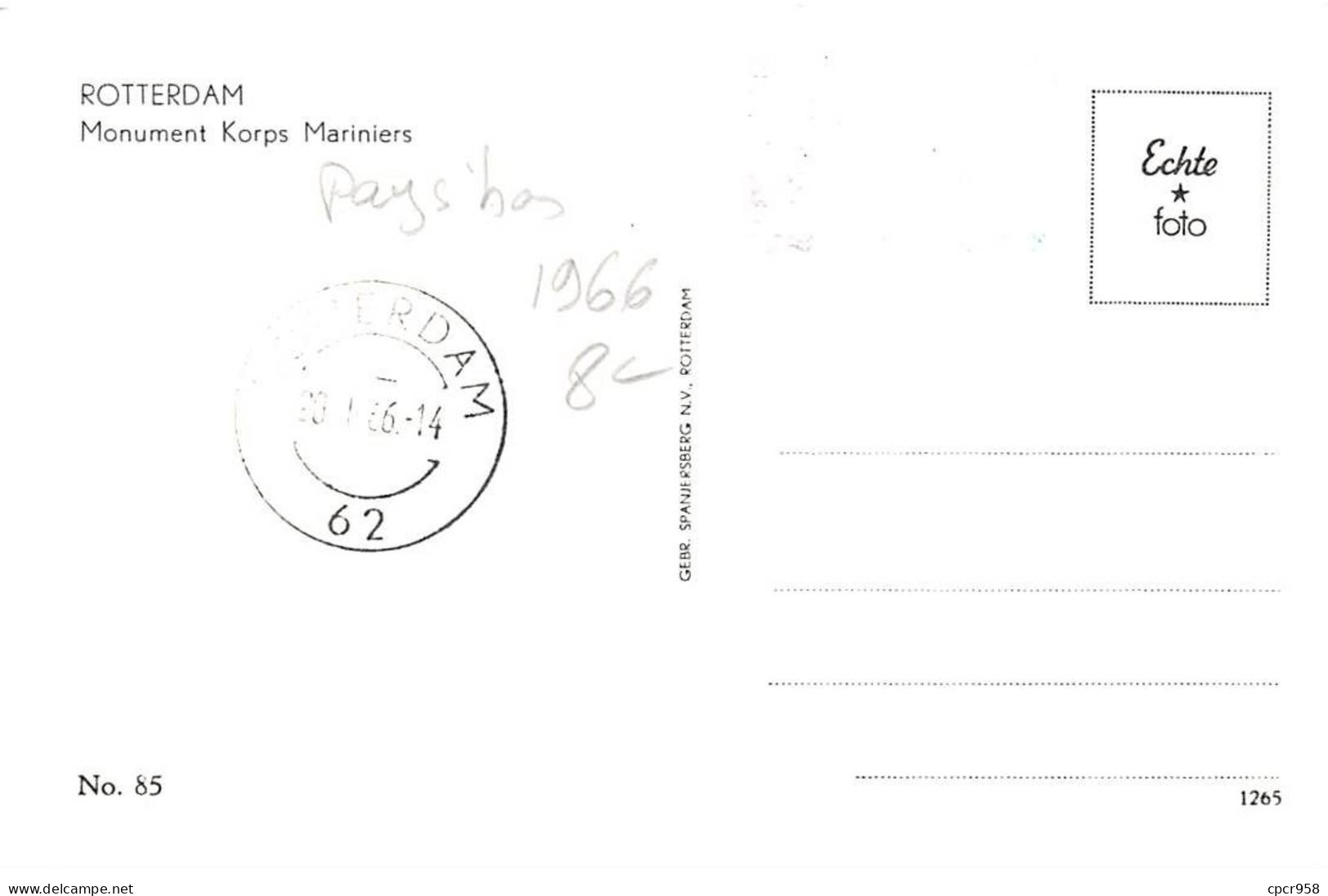PAYS-BAS.Carte Maximum.AM14080.1966.Cachet Rotterdam.Monument Korps Mariniers - Used Stamps