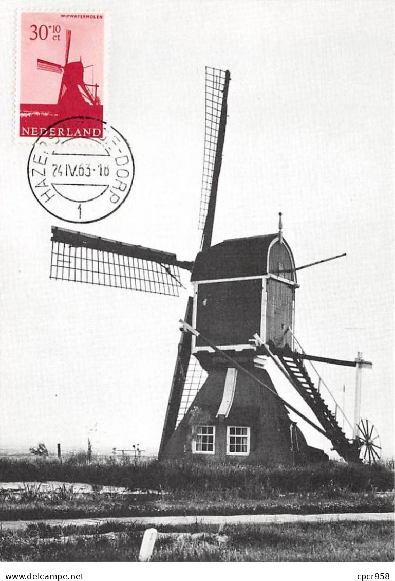 PAYS-BAS.Carte Maximum.AM14075.1963.Cachet Pays-bas.Moulin.Wipwatermolen.De Rode Wip - Used Stamps