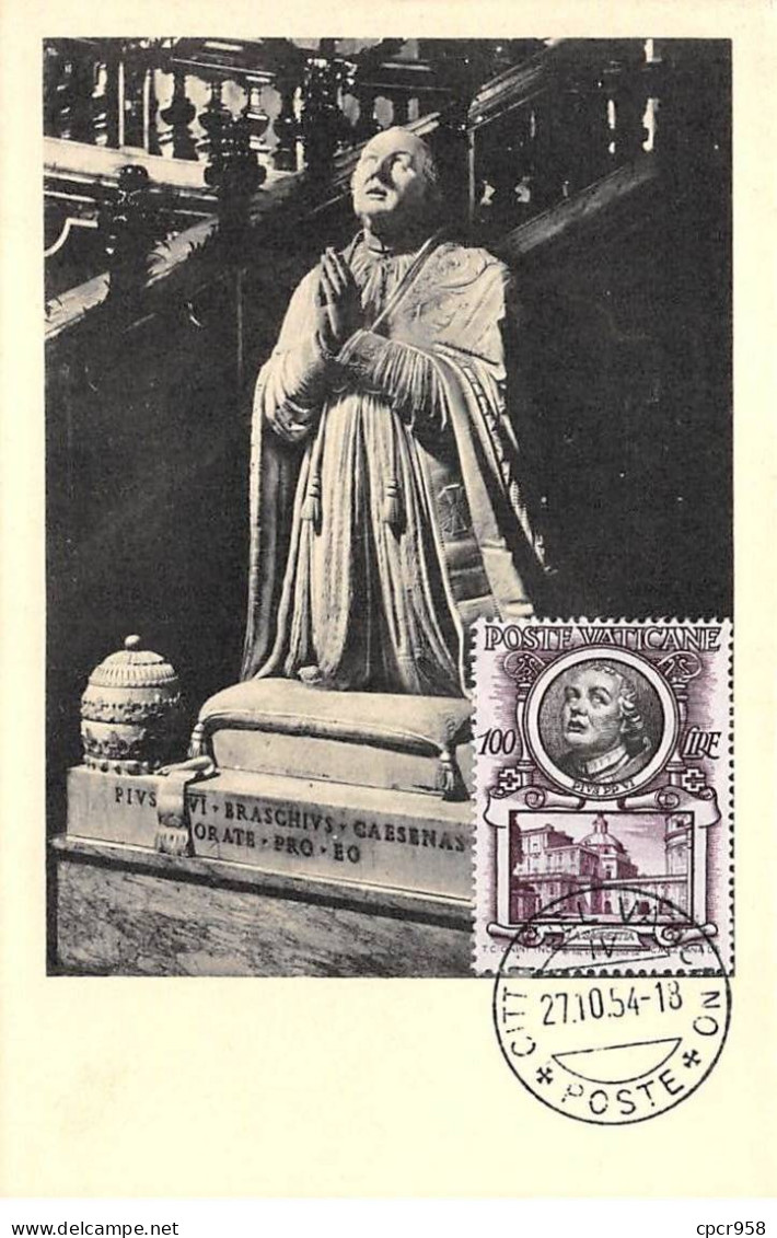 VATICAN.Carte Maximum.AM14044.27/10/1954.Cachet Vatican.Basilique Saint Pierre. Monument De Pio VI - Oblitérés