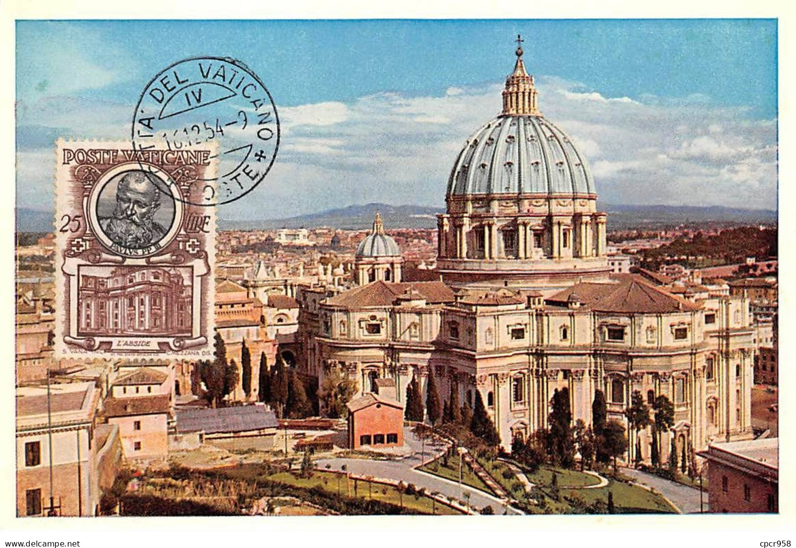 VATICAN.Carte Maximum.AM14042.16/12/1954.Cachet Vatican.Basilique De St.Pierre - Gebraucht