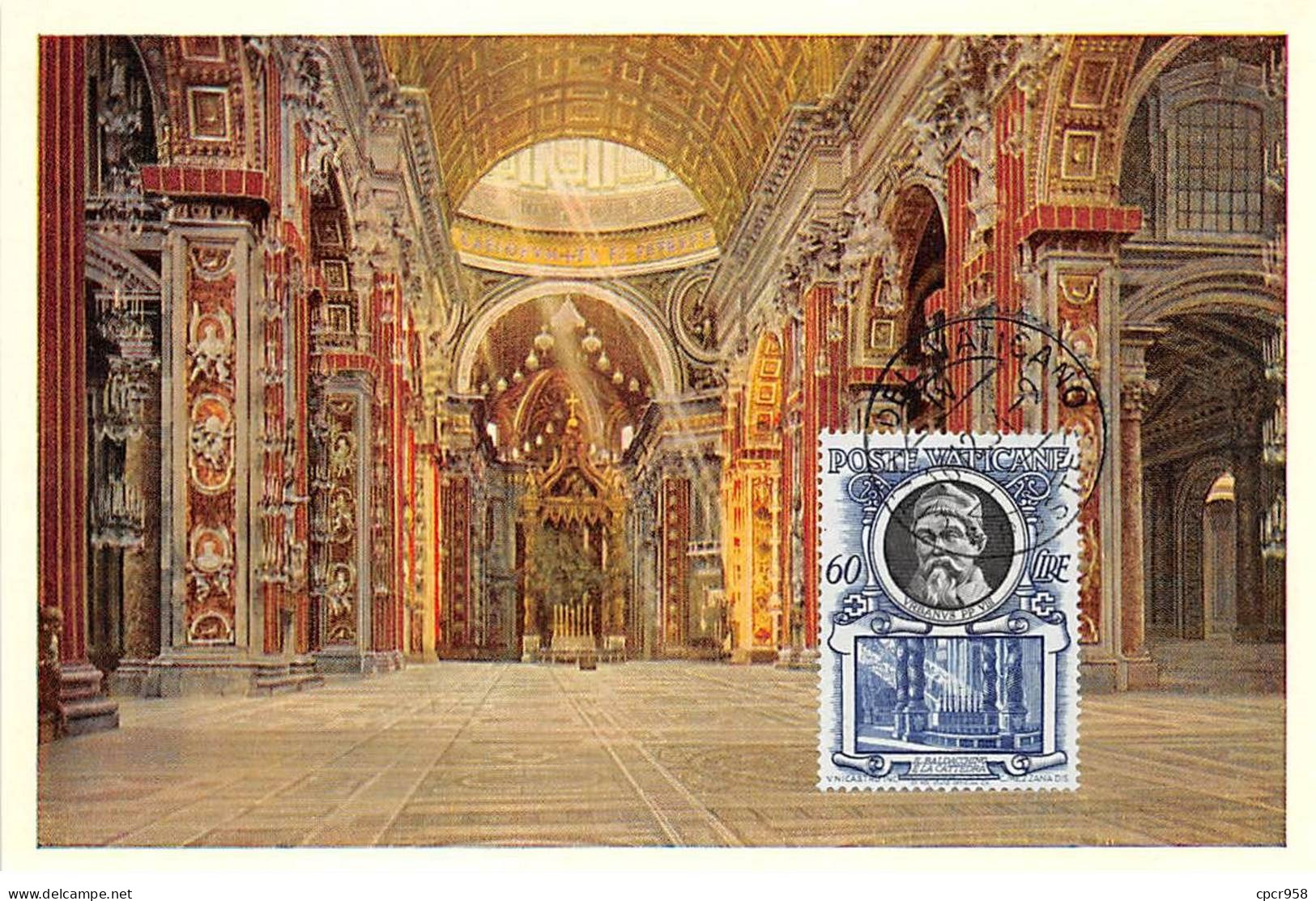 VATICAN.Carte Maximum.AM14041.1954.Cachet Vatican.Intérieur De La Basilique De St.Pierre - Oblitérés