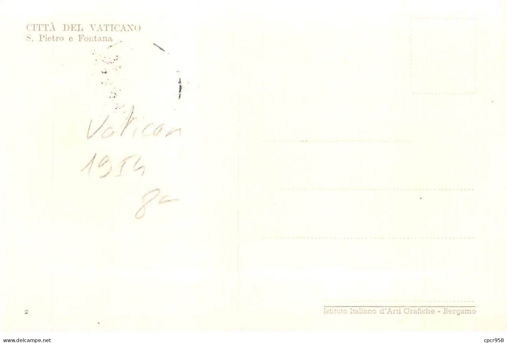 VATICAN.Carte Maximum.AM14040.16/12/1954.Cachet Vatican.Basilique De St.Pierre.Fontaine - Oblitérés