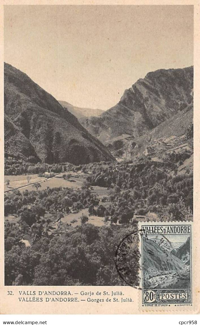 ANDORRE.Carte Maximum.AM14025.1947.Cachet Andorre.Vallée D'Andorre.Gorges De St.Julia - Usados