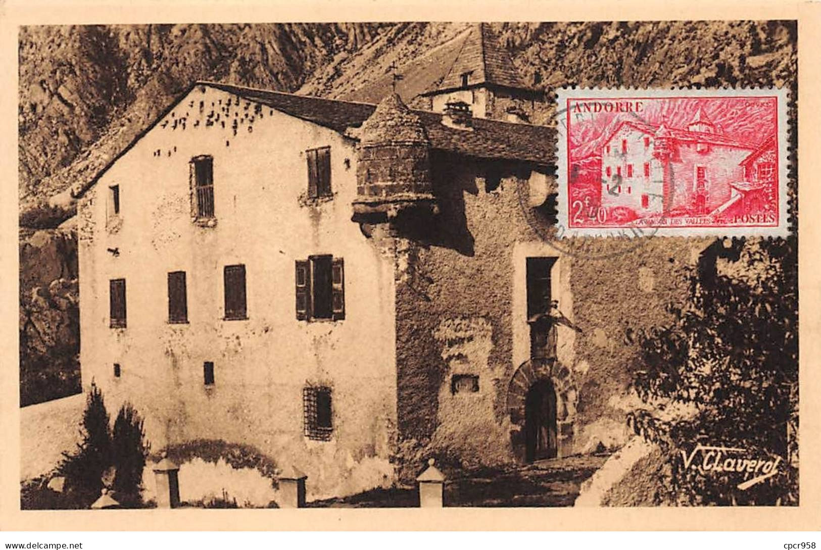 ANDORRE.Carte Maximum.AM14028.1947.Cachet Andorre.Vallée D'Andorre.Palais Du Parlement - Oblitérés