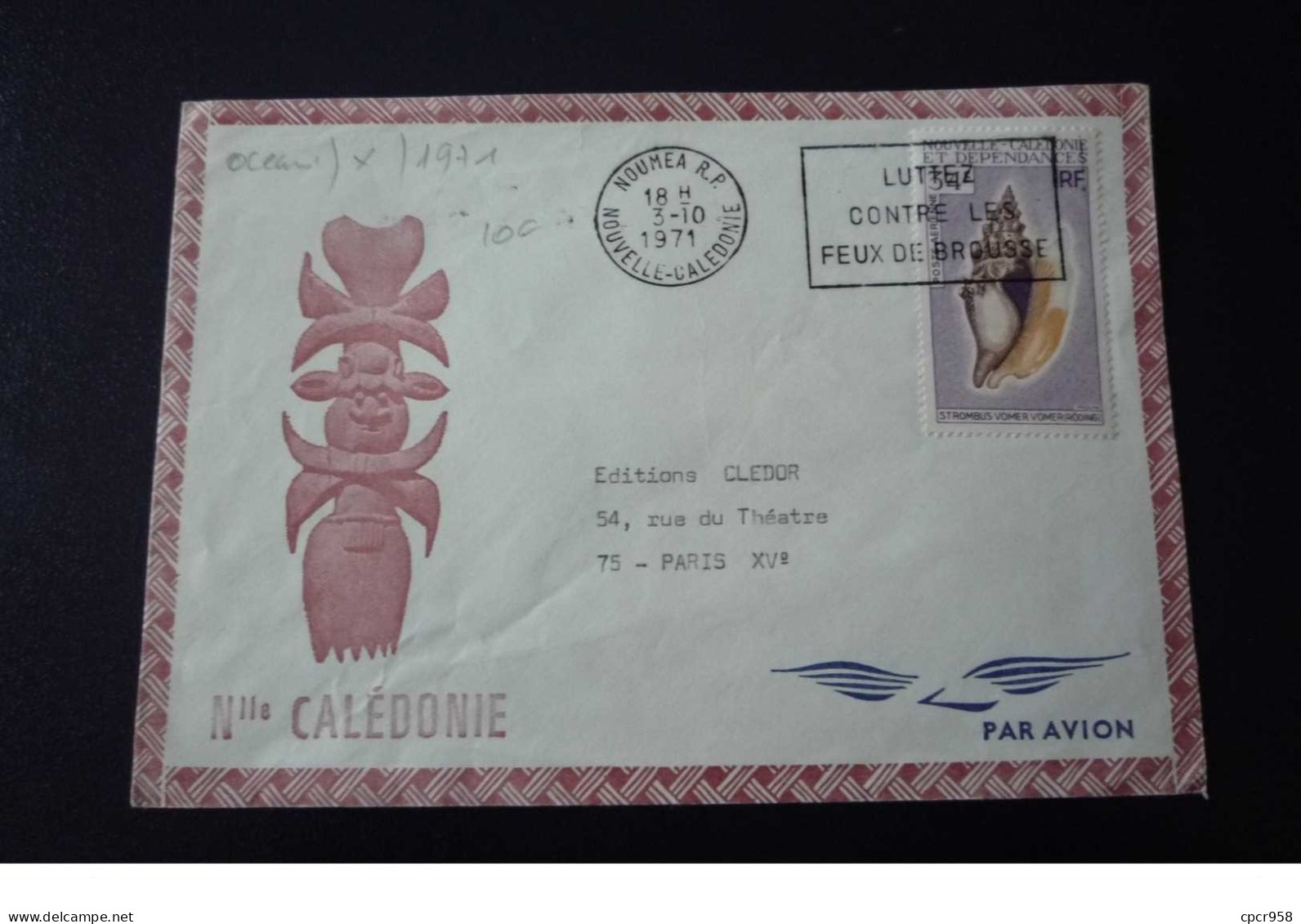 Nouvelle Caledonie. N°150053.noumea/paris .1971.timbres .cachet .obliterations Mixtes. - Lettres & Documents