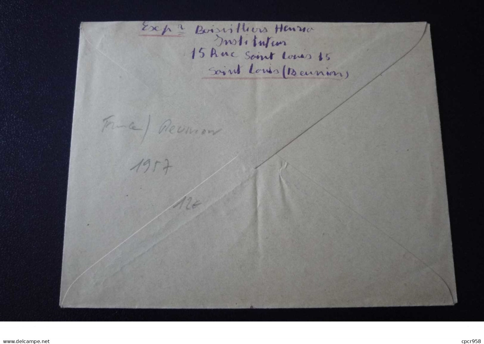 Reunion. N°150048.saint Louis/vienne .1957.timbres .cachet .obliterations Mixtes. - Brieven En Documenten