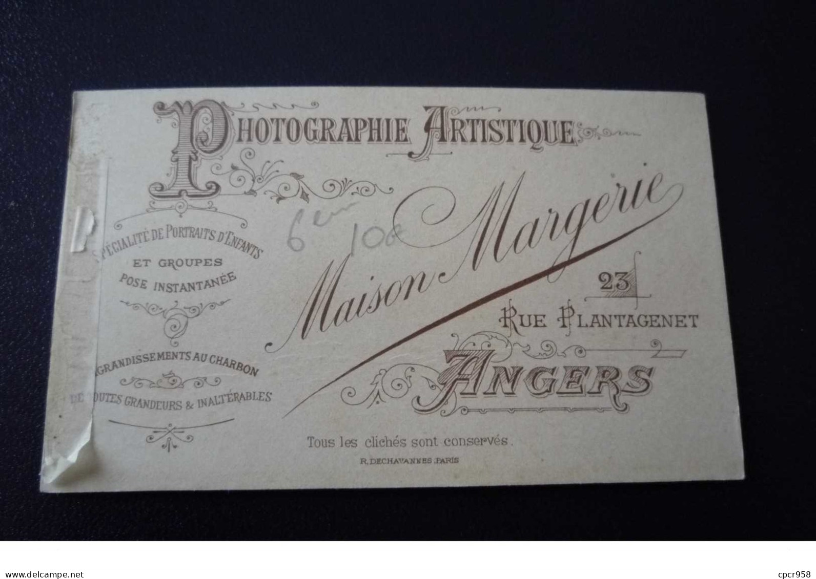 Cdv.photo Militaire. N°150165 . Margerie A Angers .col Ecrit 6 Eme.6.5 X10.5 Cm - Alte (vor 1900)
