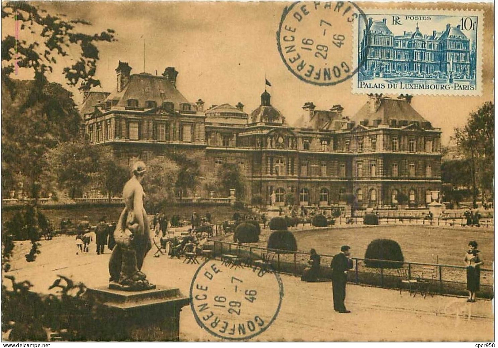 TIMBRES.n°13165.JARDIN ET PALAIS DU UXEMBOURG.1946.PARIS - ....-1949