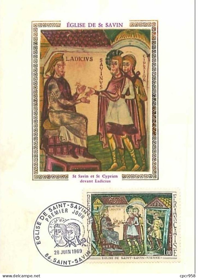 TIMBRES.CARTE MAXIMUM.n°55.EGLISE DE ST SAVIN.ST SAVIN ET ST CYPRIEN DEVANT LADICIUS - Non Classés