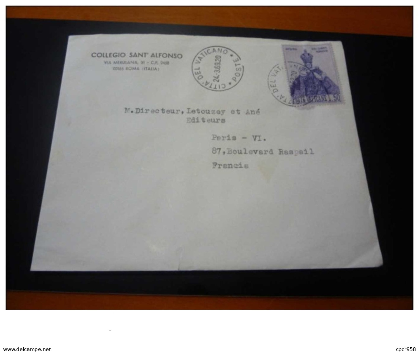 TIMBRE.n°29572.VATICAN.POUR PARIS.1969 - Brieven En Documenten