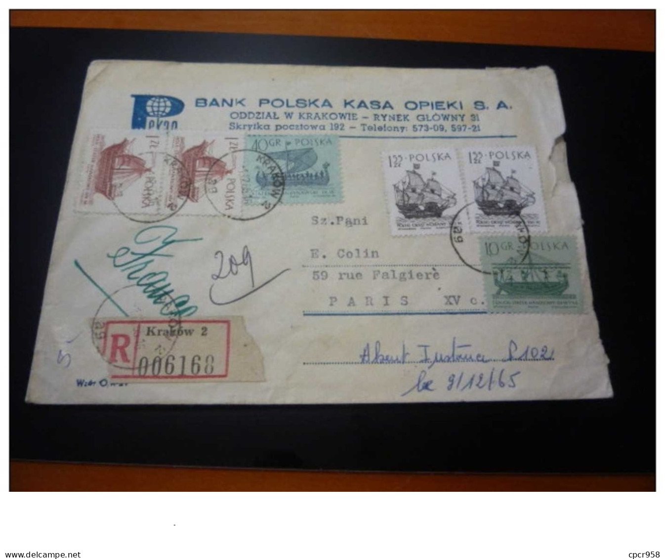 TIMBRE.n°29565.POLOGNE.1965.POUR PARIS.RECOMMANDE - Briefe U. Dokumente